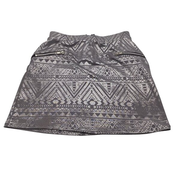 Scream & Shout Girls Aztec Pattern Skirt L Gray With Zipper & Pockets - Picture 1 of 12